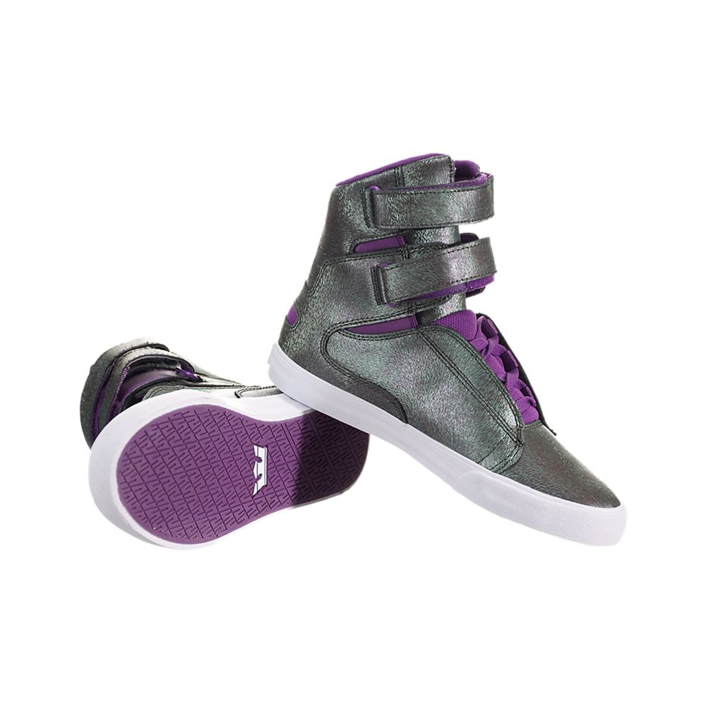 Baskets Montantes Supra Society II Violette Purple/Green-White Femme | HJF-64230160